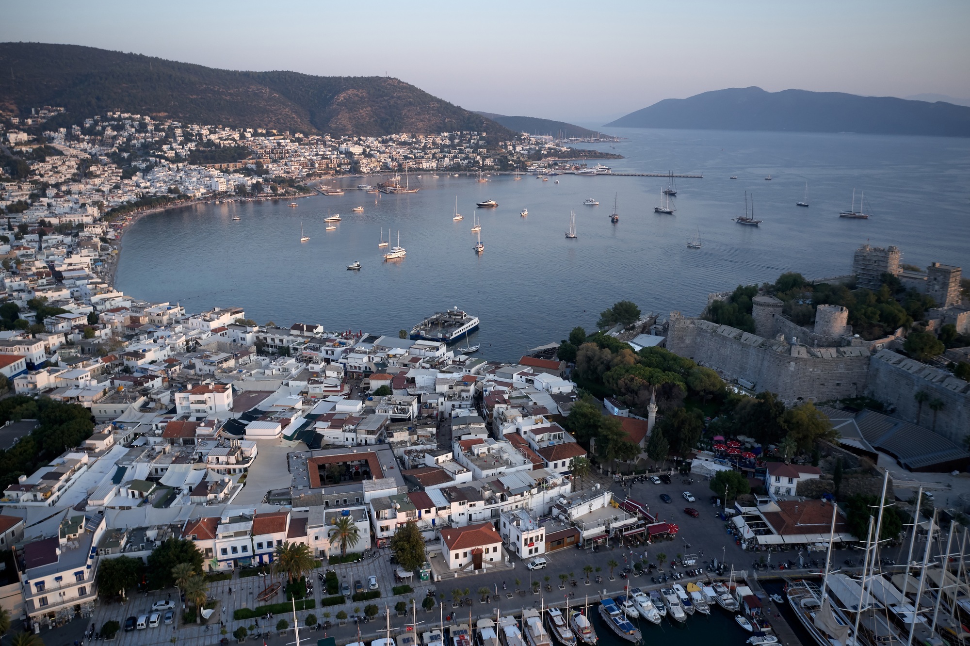 Panoramic view of resort town of Bodrum, Turkey.